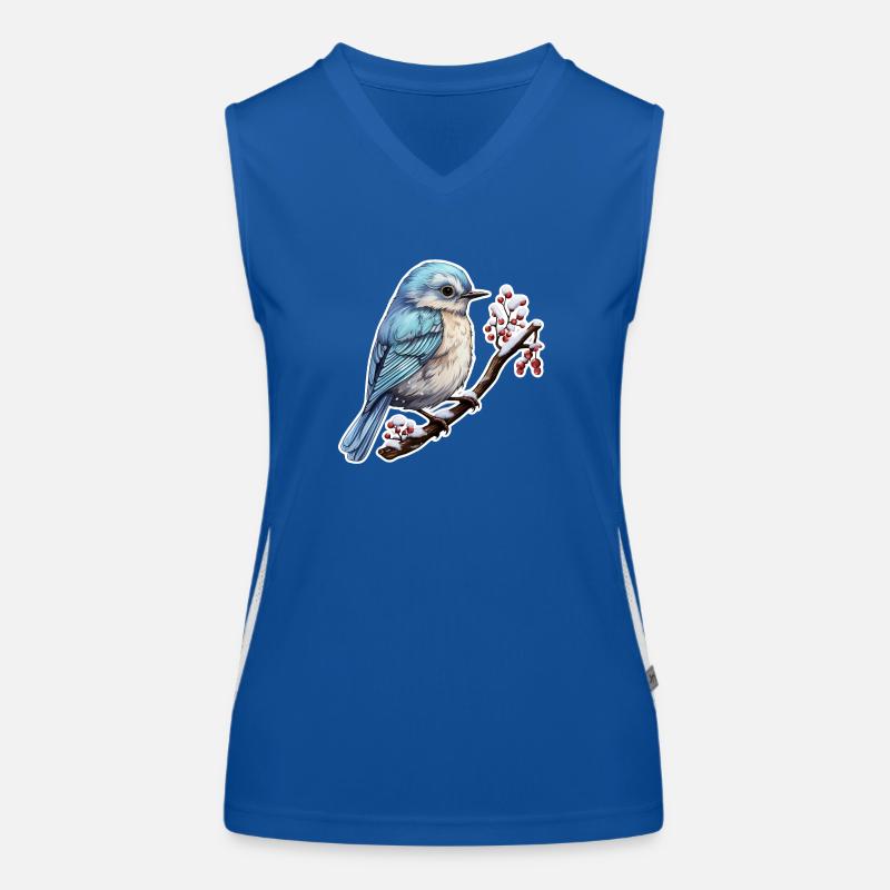 Cute bird in winter Women's Functional Contrast Tank Top