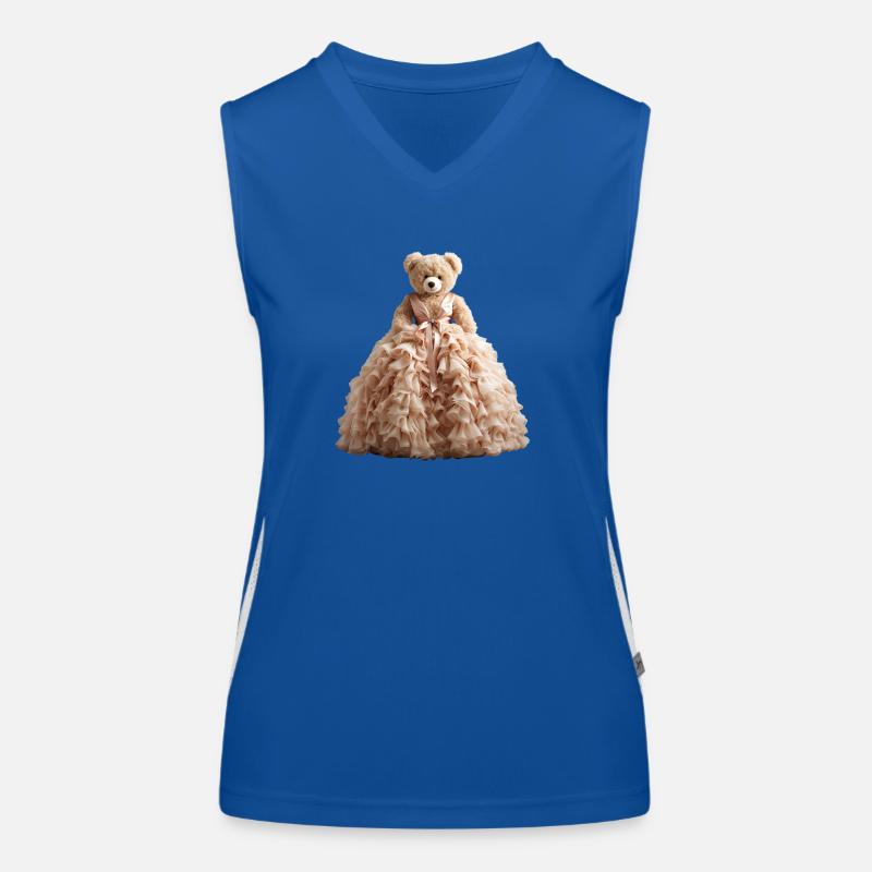 Teddy bear in wedding dress Women's Functional Contrast Tank Top