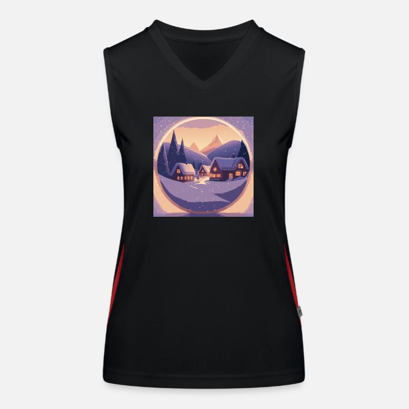 Dorf in Schneekugel Funktionelles Kontrast-Tank Top für Frauen
