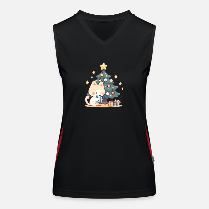 Arbre de Noël chat Débardeur respirant contrasté Femme