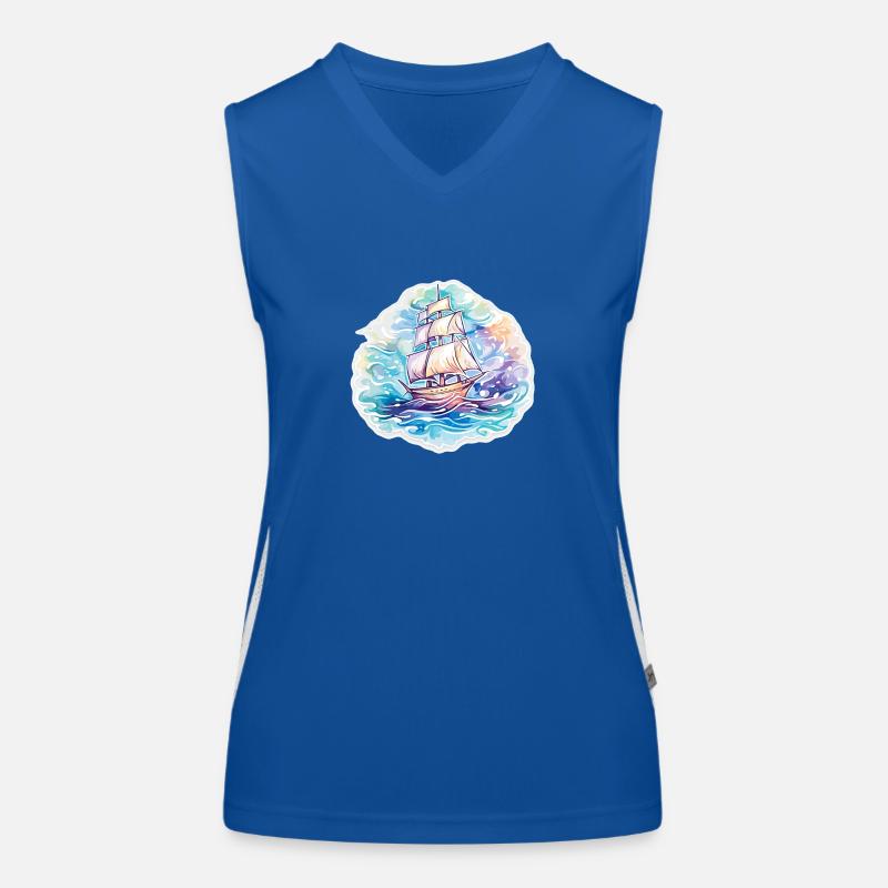 Segelboot - Illustration Funktionelles Kontrast-Tank Top für Frauen