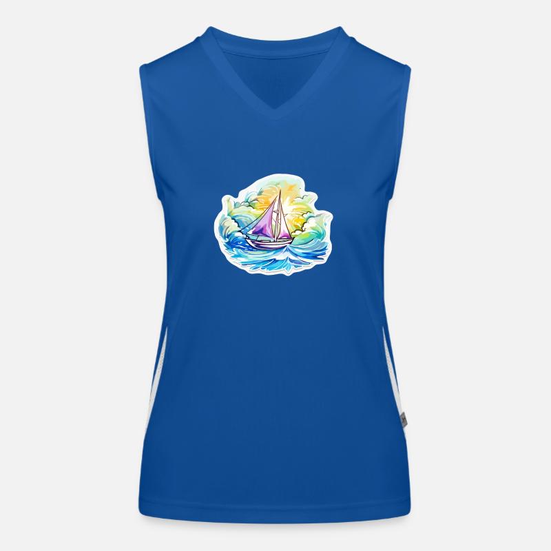Segelboot - Illustration Funktionelles Kontrast-Tank Top für Frauen