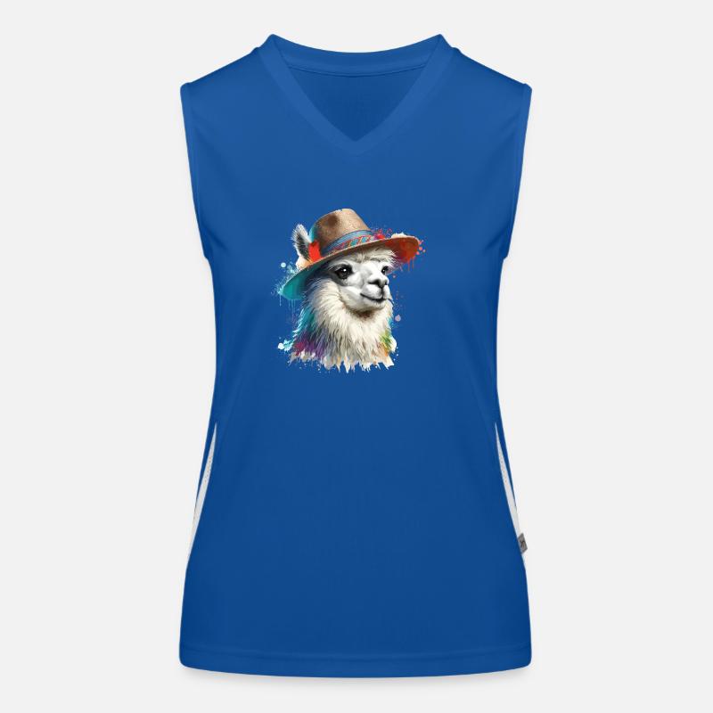 Lama mit Hut Funktionelles Kontrast-Tank Top für Frauen