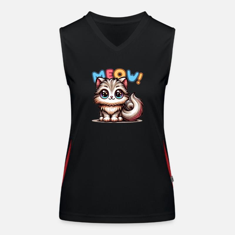 Meow - Cat Illustration Women's Functional Contrast Tank Top