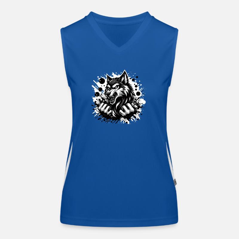Wolf schwarz weiss Funktionelles Kontrast-Tank Top für Frauen