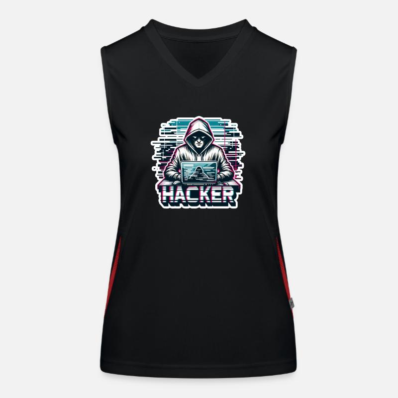 Hacker - Illustration Funktionelles Kontrast-Tank Top für Frauen