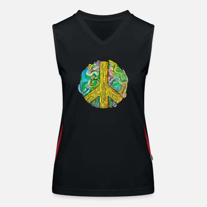 Peace - Peace Sign Watercolor Abstract Women's Functional Contrast Tank Top