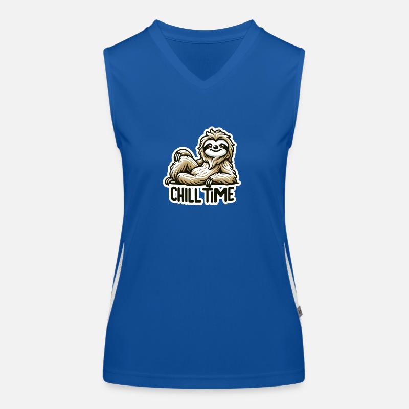 Chill Time - Sloth Illustration Women's Functional Contrast Tank Top