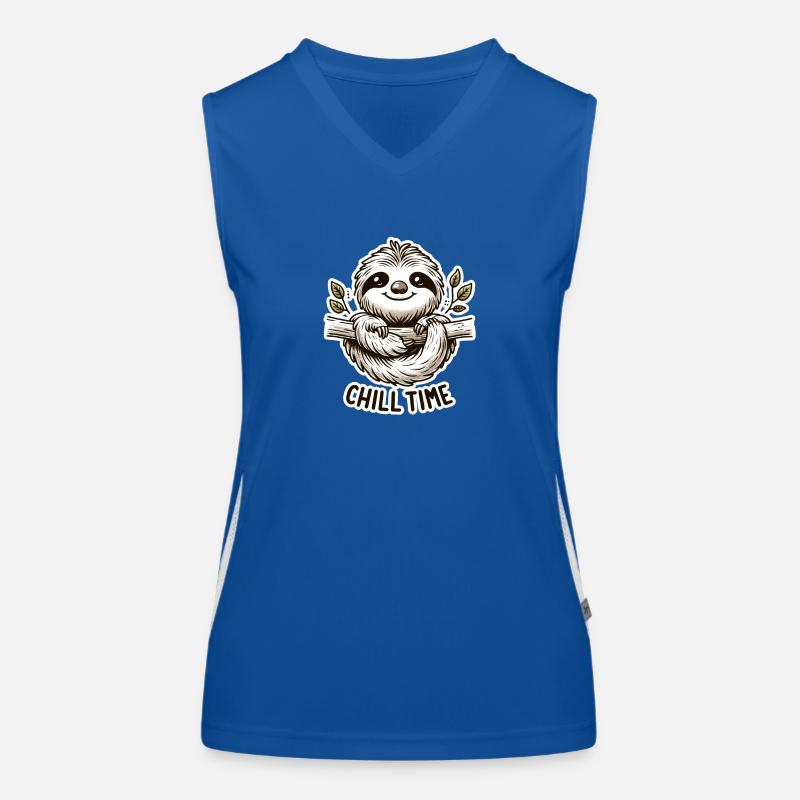 Chill Time - Sloth Illustration Women's Functional Contrast Tank Top