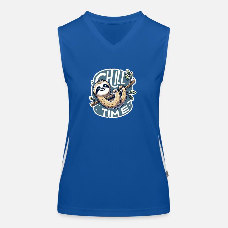 Chill Time - Sloth Illustration Women's Functional Contrast Tank Top
