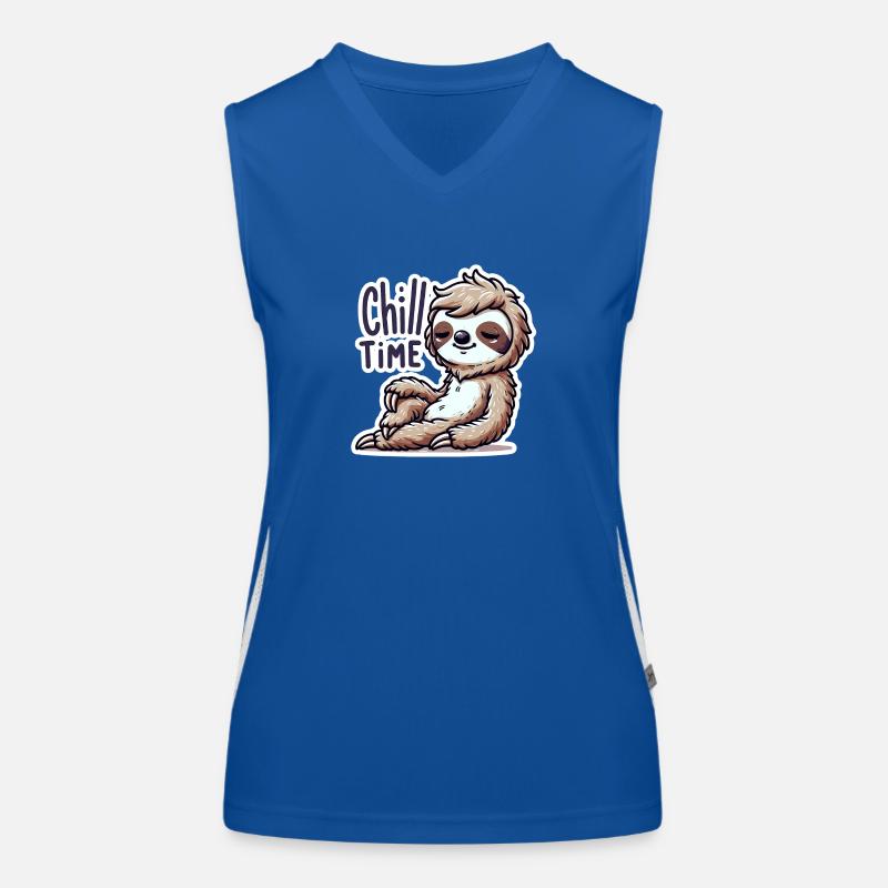 Chill Time - Sloth Illustration Women's Functional Contrast Tank Top