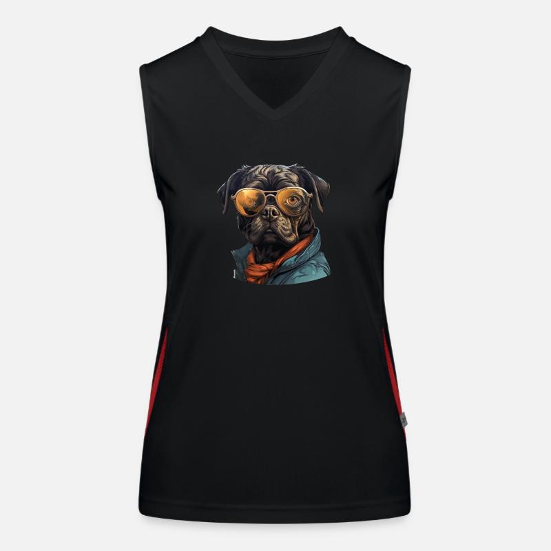 Mops mit Sonnenbrille Funktionelles Kontrast-Tank Top für Frauen