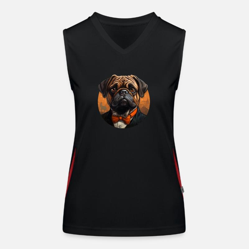 Mops Vintage Farben und Smoking Funktionelles Kontrast-Tank Top für Frauen
