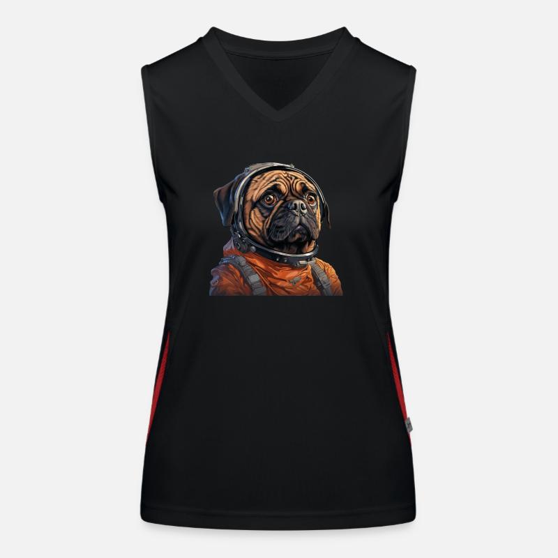 Mops Austronaut Funktionelles Kontrast-Tank Top für Frauen