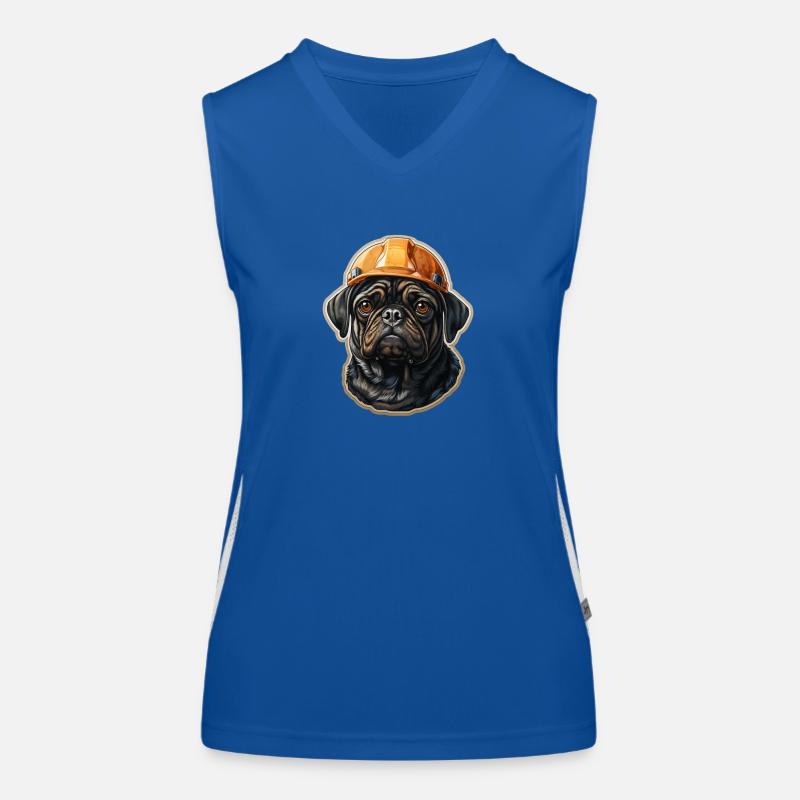 Pug as a builder Women's Functional Contrast Tank Top