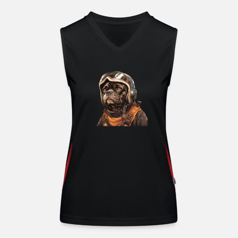 Mops Pilot Funktionelles Kontrast-Tank Top für Frauen