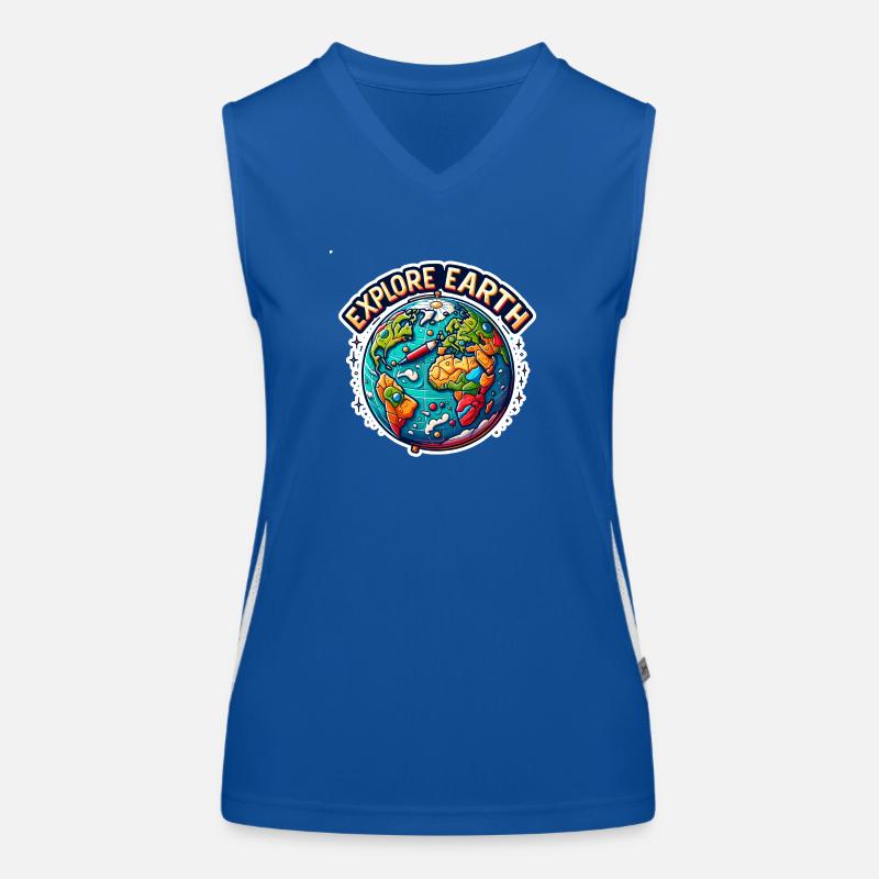 Explore Earth - Erde Illustration Funktionelles Kontrast-Tank Top für Frauen