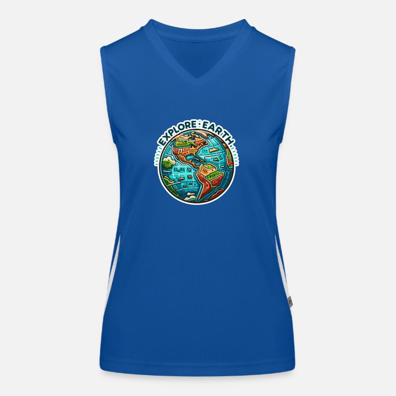 Explore Earth - Erde Illustration Funktionelles Kontrast-Tank Top für Frauen