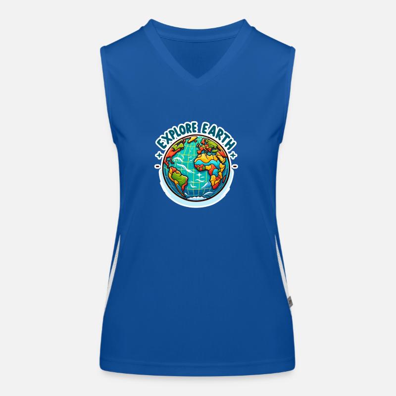 Explore Earth - Erde Illustration Funktionelles Kontrast-Tank Top für Frauen