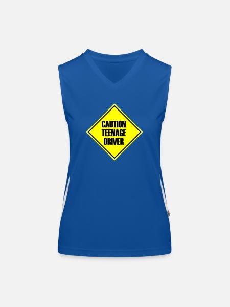 Caution Teenage Driver - Women's Functional Contrast Tank Top - royal/white - Front