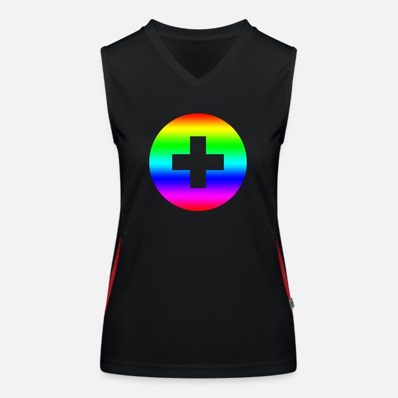 Runder Regenbogen plus Kreuz Funktionelles Kontrast-Tank Top für Frauen