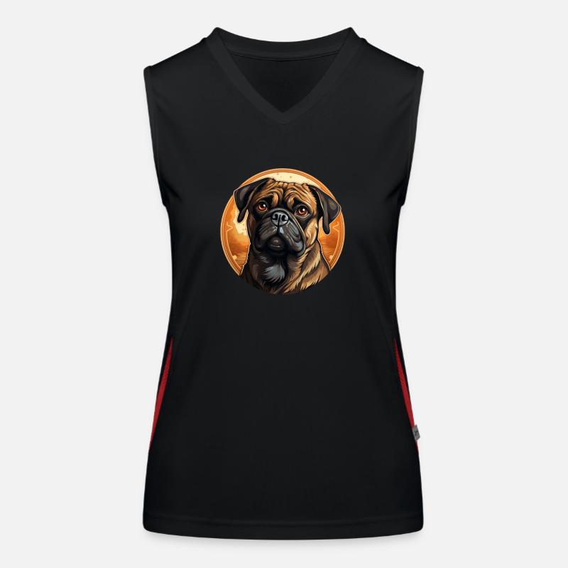 Treu blickender Mops Kopf Funktionelles Kontrast-Tank Top für Frauen