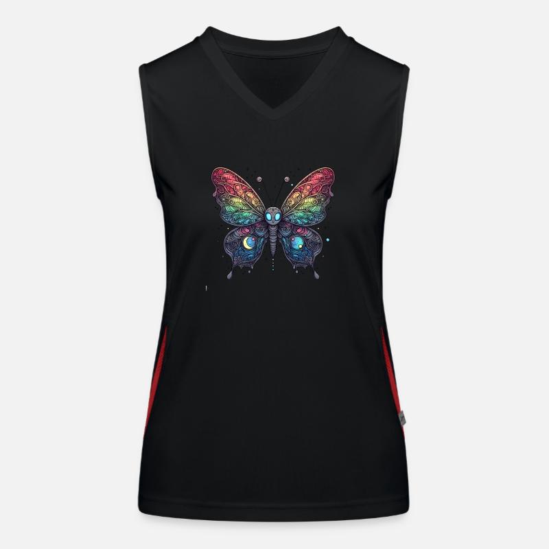 Schauriger Schmetterling mit Totenkopf Funktionelles Kontrast-Tank Top für Frauen