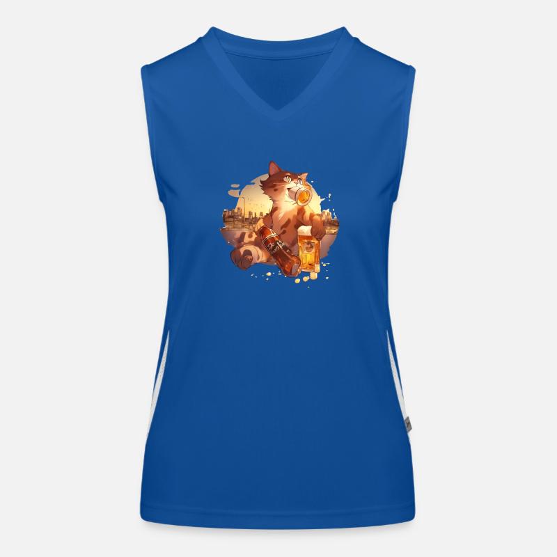 Paws & Pints : Chat avec tee-shirt à bière Débardeur respirant contrasté Femme