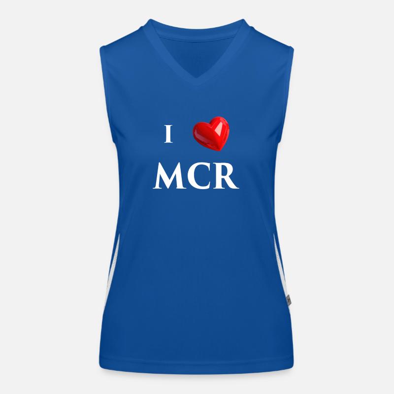 I Love Manchester - White Text Women's Functional Contrast Tank Top