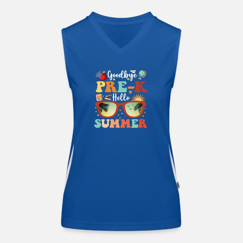 Student Teacher Goodbye Pre-K Hello Summer Women's Functional Contrast Tank Top