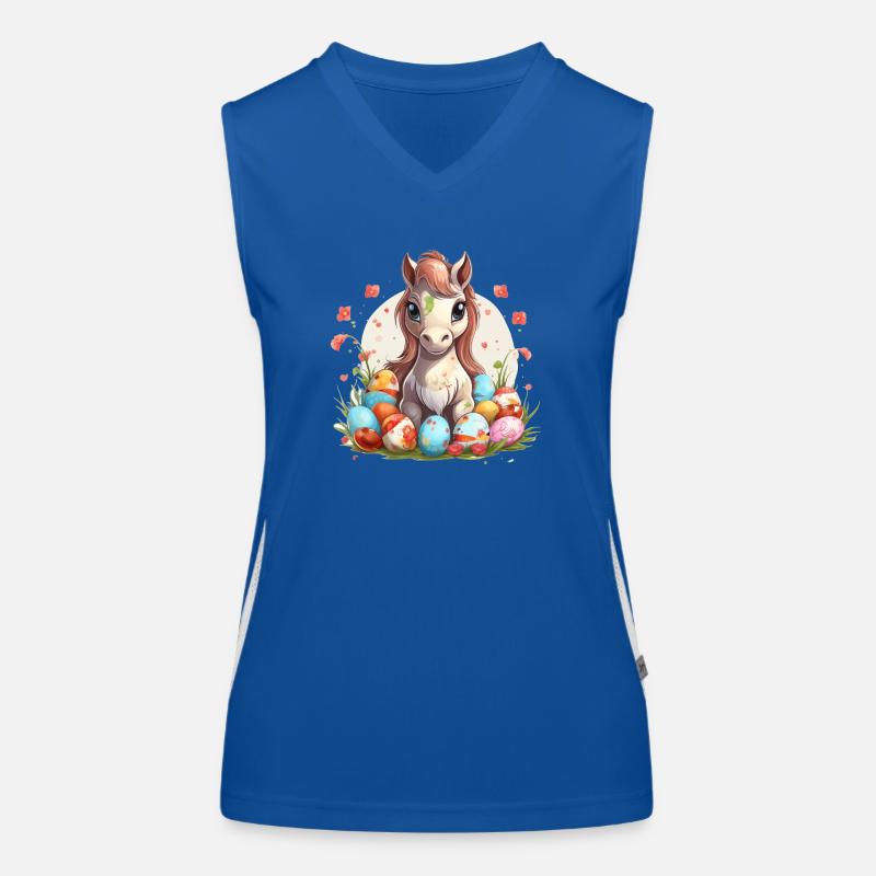 Ostereier mit Pony Funktionelles Kontrast-Tank Top für Frauen