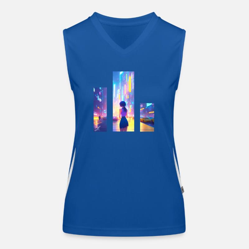 Mädchen in der Stadt Funktionelles Kontrast-Tank Top für Frauen