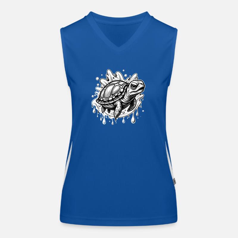 turtle black and white Women's Functional Contrast Tank Top