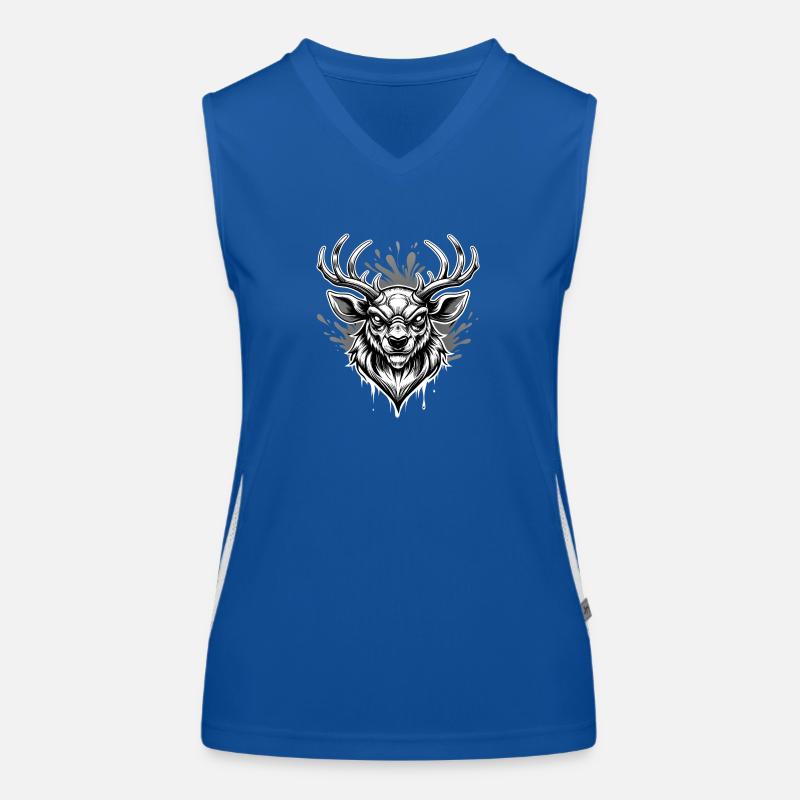 deer head black and white Women's Functional Contrast Tank Top