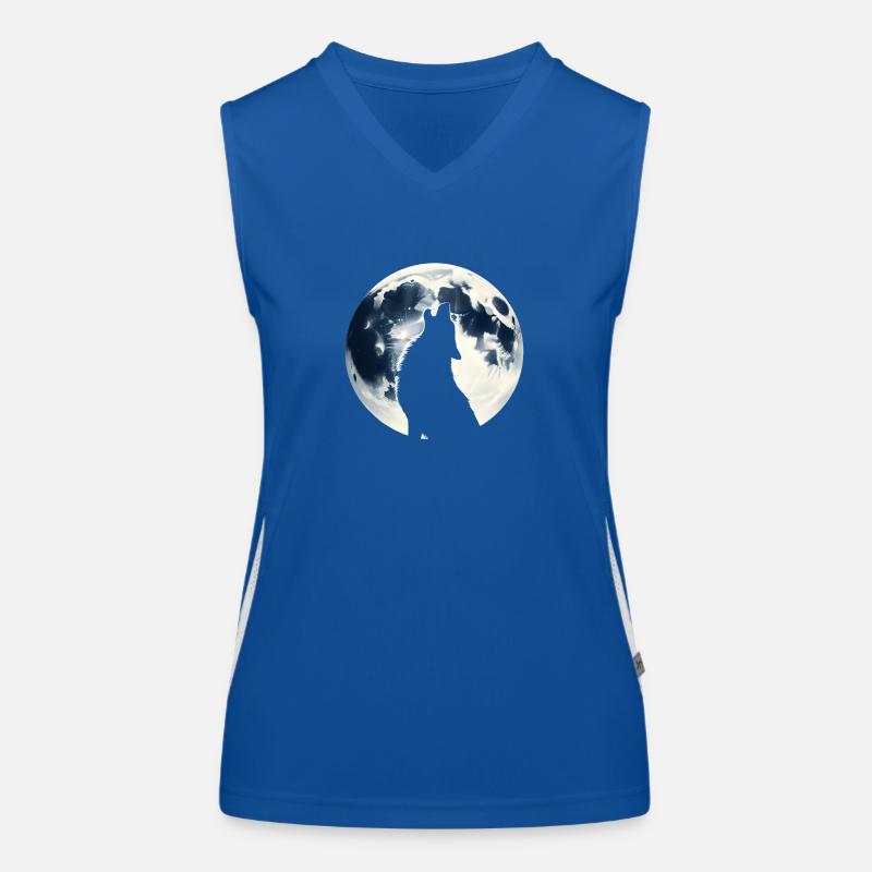 Wolf Howling At Full Moon Women's Functional Contrast Tank Top