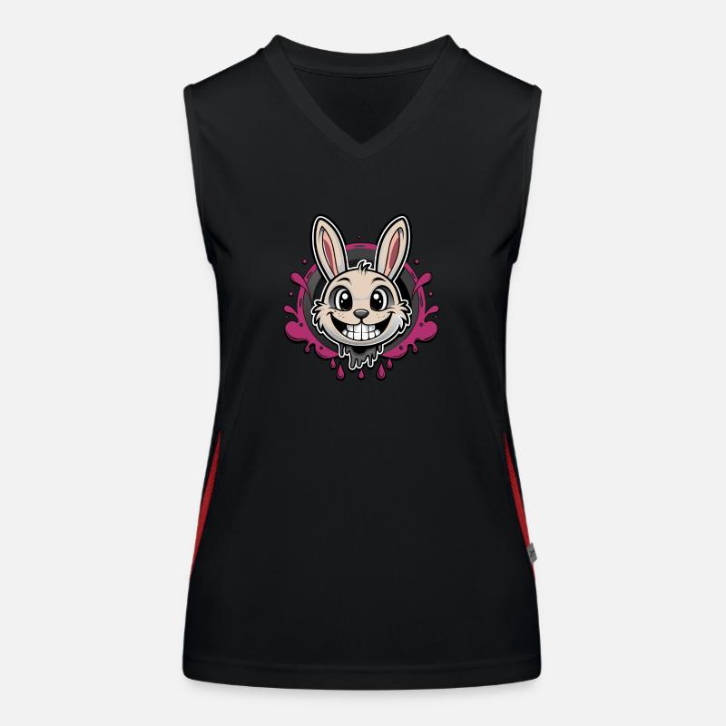 smiling easter bunny Women's Functional Contrast Tank Top