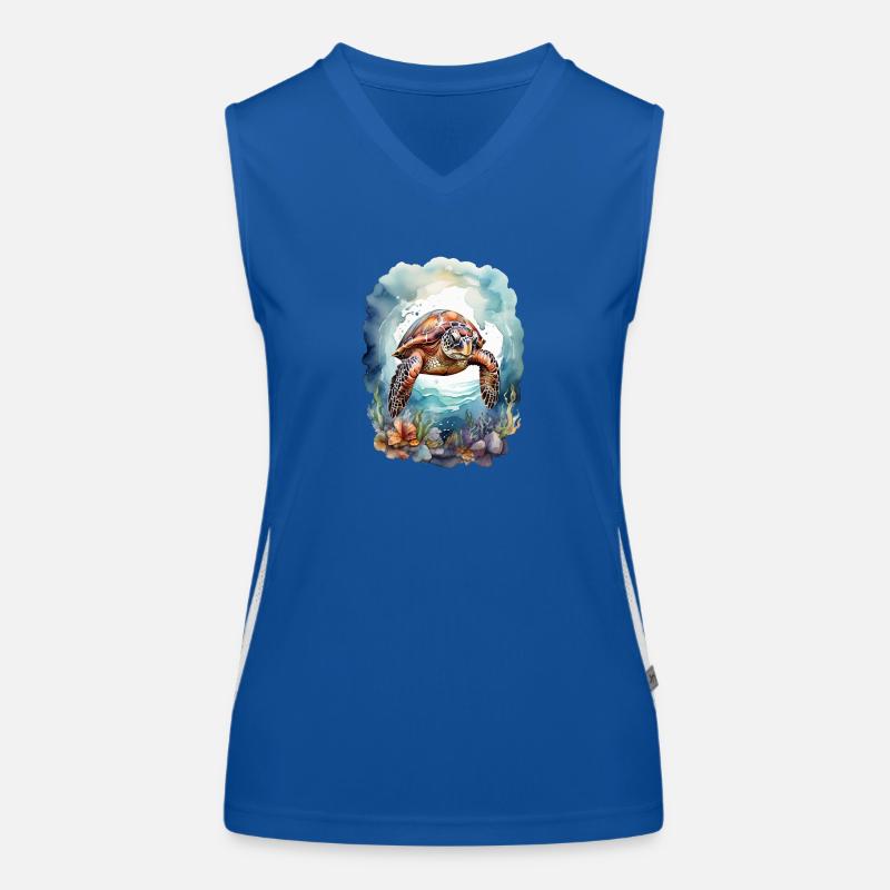 Sea's turtle under water Women's Functional Contrast Tank Top