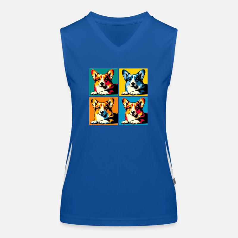Pop Pembroke Welsh Corgi Dog Portrait Women's Functional Contrast Tank Top