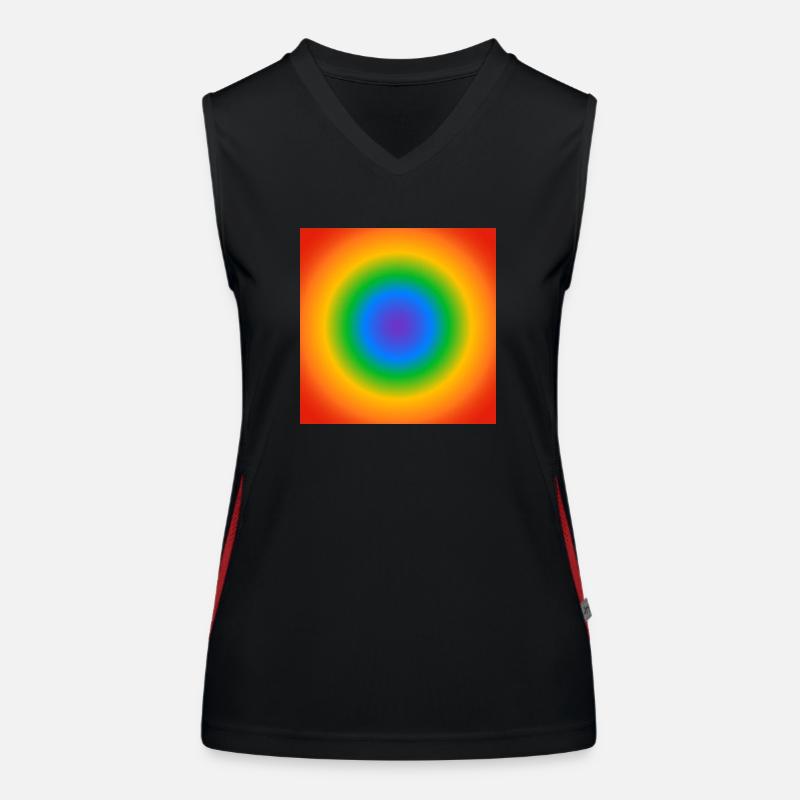 Regenbogen Kreis Farbverlauf Farben Pride Merch Funktionelles Kontrast-Tank Top für Frauen