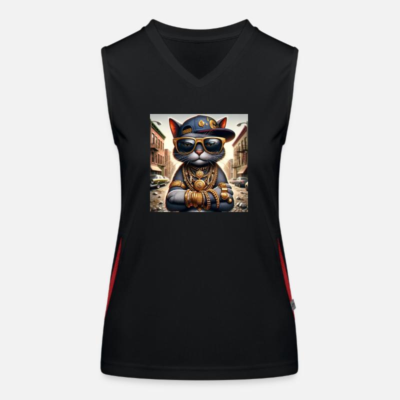 Gato Loco RapCat RapperCat Rappende Katze Klunker Funktionelles Kontrast-Tank Top für Frauen