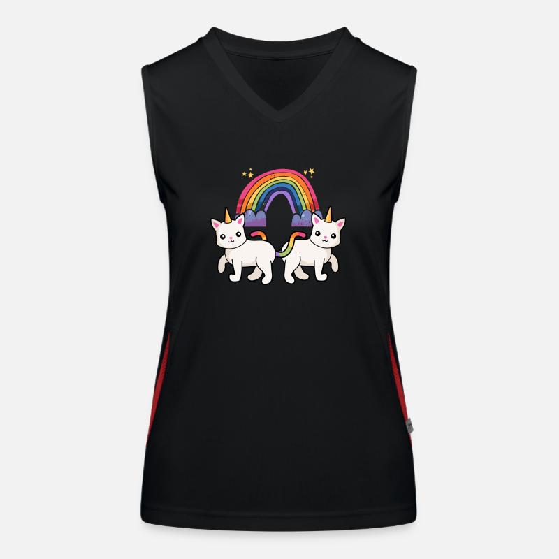 Regenbogen Einhorn Katze Katzen Kinder Funktionelles Kontrast-Tank Top für Frauen