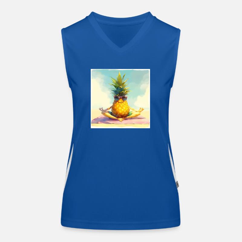Drôle d’ananas faisant du yoga sur la plage Débardeur respirant contrasté Femme