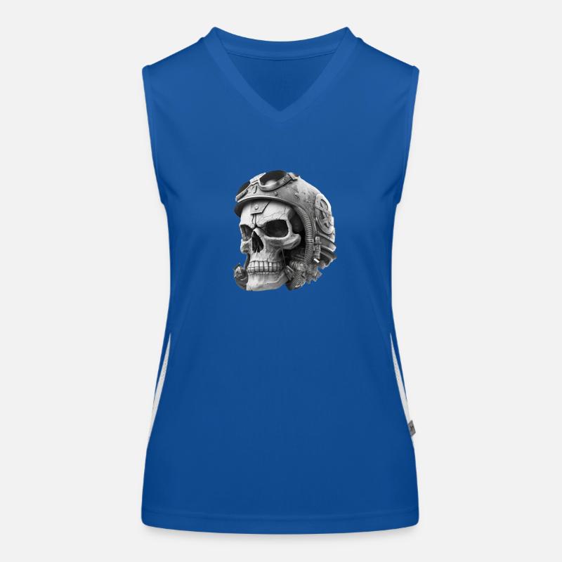Skull with helmet Women's Functional Contrast Tank Top