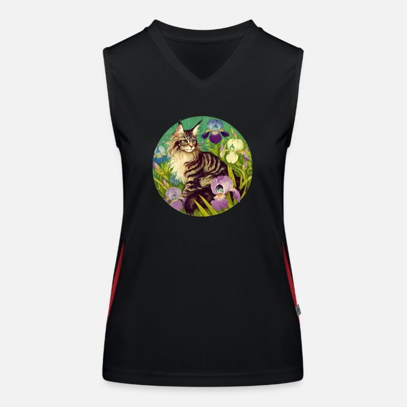 Brown Tabby Cat Iris Women's Functional Contrast Tank Top