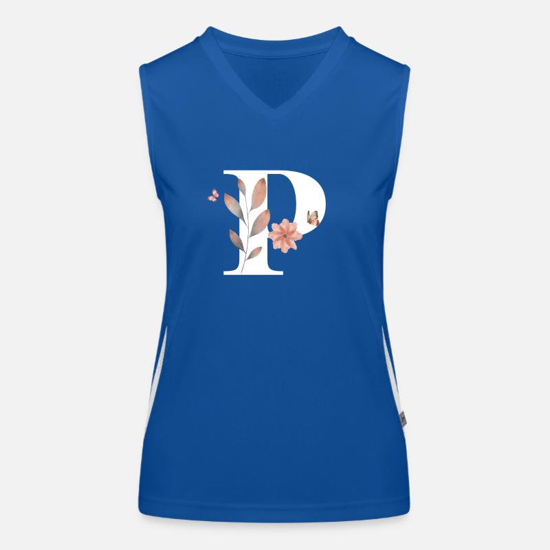 Buchstabe p Wildblumen Aquarelle Funktionelles Kontrast-Tank Top für Frauen