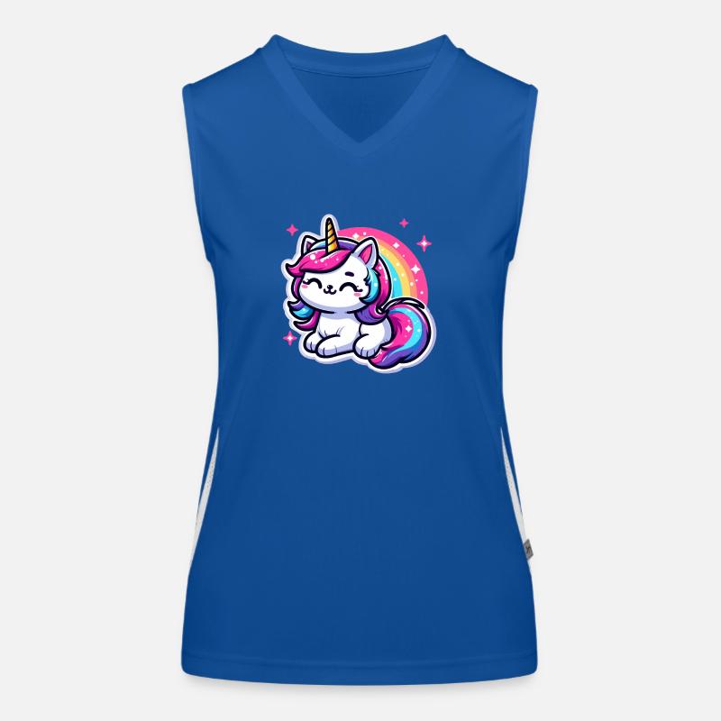 Regenbogen Einhorn Katze Funktionelles Kontrast-Tank Top für Frauen
