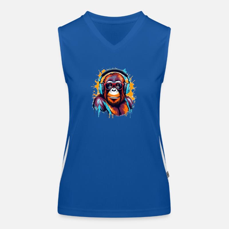 DJ Monkey Orangutan Women's Functional Contrast Tank Top