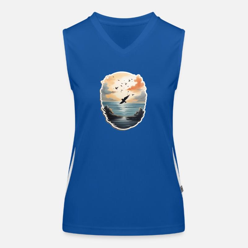 Landschaft Gemälde mit Vogel Funktionelles Kontrast-Tank Top für Frauen