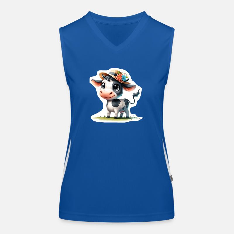 Calf with straw hat Women's Functional Contrast Tank Top