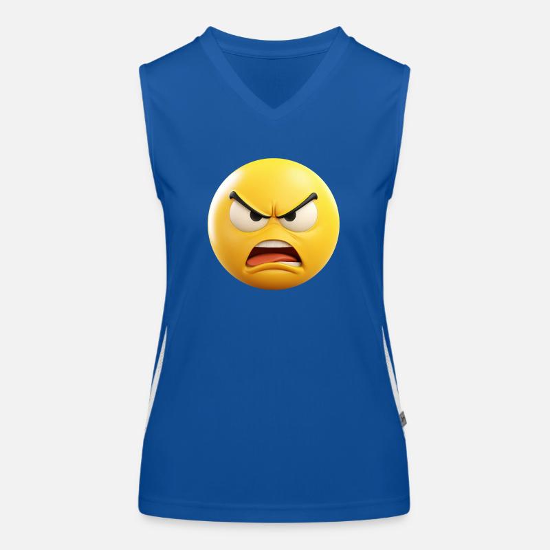 Angry Emoticon Emotion Women's Functional Contrast Tank Top